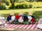 4th of July Patriotic Floral Centerpiece with 3 Candle Holders - Red, White & Blue Artificial Roses for Independence Day, Memorial Day & Veteran’s Day Home Table Decor